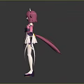 Game Movie Character With Pink Hair Animal Ears Pink Kimono White Details In Anime Style