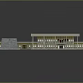 Modern Building Architectural Model With Flat Roof Glass Windows And Concrete Support Structures
