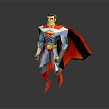Low Poly Superman Game Movie Character Design With Red Cape Blue Suit Yellow Emblem