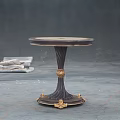 Elegant Corner Table With Round Wooden Top And Gold Carved Base Decorative Design