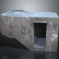 Rough Textured Gray Stone Structure With Rectangular Opening And Top Hole 3d model