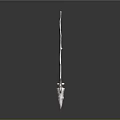 Ancient Decorative Weapon With Intricate Carved Long Handle And Sharp Spearhead