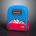 Cute Blue Small Bag with Red Pocket White Flower Pattern and COLOR BAG Label