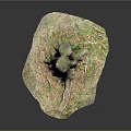 Handcrafted Wooden Tree Stump Decor With Stone Base And Natural Green Moss Texture