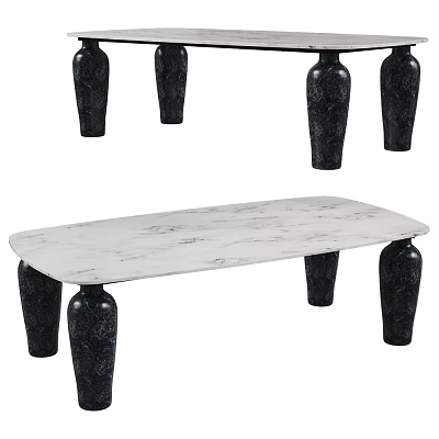 Elegant Modern Dining Table With White Marble Tabletop And Black Vase Shaped Legs 3d model