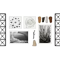 Bed Accent Wall With Art Prints Metal Frames And Natural Decor