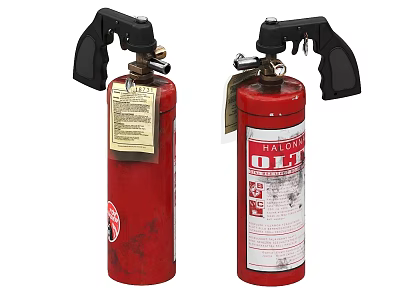 Two Red Fire Extinguishers As Essential Fire Safety Equipment For Emergencies 3d model