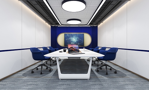 Style Post Style Meeting Room Meeting Room Meeting Room Blue Tone Meeting Table and Chair 3d model