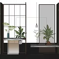 Modern partition porch glass partition 3d model