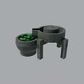 Gray Mechanical Part With Circular Structure And Green Internal Components On Stand