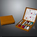 Orange Diagnostic Test Kit Open Case With Colorful Vials And Testing Equipment 3d model