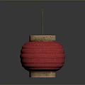 Traditional Chinese Red Lantern With Gold Trim Hanging Design And Round Shape