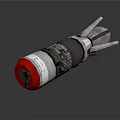 Modern Rocket Weapon Featuring Red Head Metallic Structure And Fins Design Elements