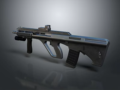 Futuristic Tactical Rifle With Sleek Metal Design And Tactical Scope Attachment 3d model