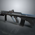Futuristic Tactical Rifle With Sleek Metal Design And Tactical Scope Attachment