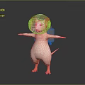 3D Rendered Mouse in Standing Pose With Transparent Helmet and Shoulder Straps