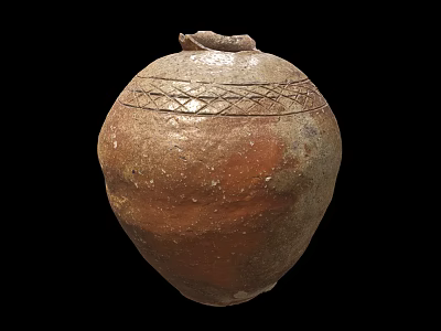 Traditional Handcrafted Ceramic Jar With Brown Textured Surface And Round Shape 3d model