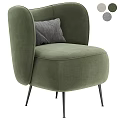 Modern Single Sofa With Curved Arms Brown Cushion And Black Slim Legs