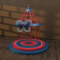 Interactive Zone Carousel Style With Red Blue Metal Frame Spire Top Circular Base Bow Decoration