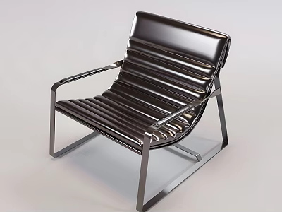 Modern Office Chair With Metal Frame Black Striped Leather Seat And Backrest 3d model