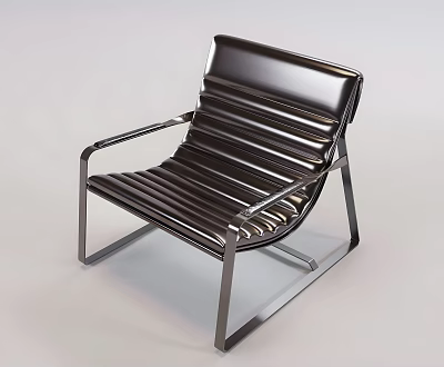 Modern Office Chair With Metal Frame Black Striped Leather Seat And Backrest 3d model