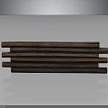 Dark Stacked Wooden Planks Arrangement in Gray Background With Subtle Reflection