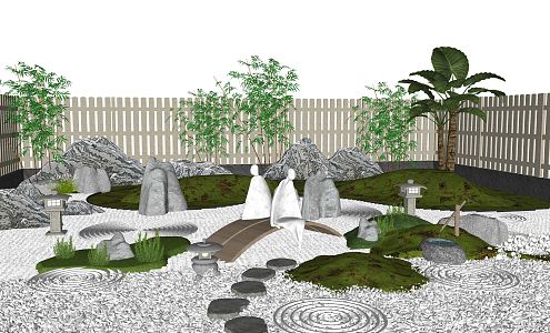 New Chinese Landscape Sparkles Private Garden Villa Courtyard Garden Landscape Dry Landscape Courtyard Garden Landscape Sparkles 3d model