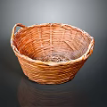 Adorable Small Animal Resting In Woven Brown Basket On Black Background