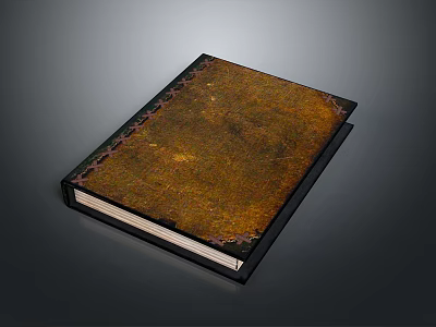 Vintage Notebook with Brown Textured Cover and Black Border on Gray Background 3d model