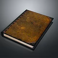 Vintage Notebook with Brown Textured Cover and Black Border on Gray Background