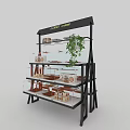 Commercial Bakery Display Shelf With Multiple Glass Layers Baked Goods And Green Plant