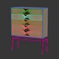 Modern Wooden Chest of Drawers With Wavy Design And Metal Legs