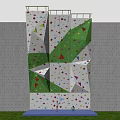 Indoor Climbing Wall Sports Equipment With Colorful Holds Green White Panels And Safety Ropes