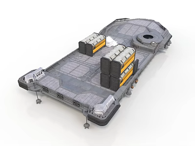 Futuristic Spacecraft Module With Platform Structure Equipment Modules And Docking Port 3d model