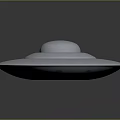 Futuristic Silver Disc Shaped UFO With Blue Dome And Glossy Surface
