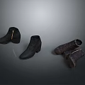 Fashionable Black Short Boots With Zipper Design And Worn Pair Showcase