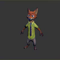 3D Fox Game And Movie Character Wearing Yellow Shirt And Striped Tie In Standing Pose