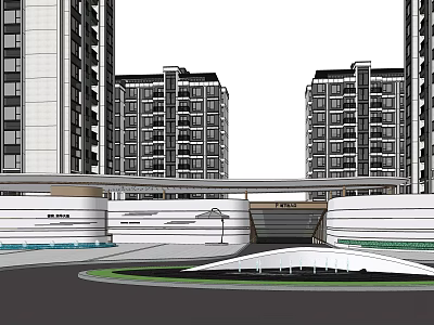 Contemporary Entrance Gate Design For Residential Area With High Rise Buildings 3d model