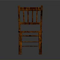 Classic Brown Wooden Chair With Slatted Back Smooth Seat And Straight Legs