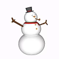Snowman Garden Decoration With Black Top Hat Red Scarf And Stick Arms