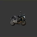Black Sporty Motorcycle With Modern Design Gold Rims And Reflective Surface