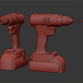 Red And Black Cordless Drill Weapon Featuring 20V Battery And Two Pieces Design
