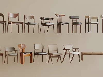 Modern Dining Chairs With Various Wooden Designs And Stylish Minimalist Features 3d model