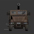 Brown Military Vehicle Truck With Six Wheel Design And Large Artillery Gun