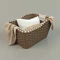 Woven Storage Baskets with Linen Fabric and Checkered Patterns for Home Organizing