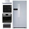 Modern Kitchen Appliances With Stainless Steel Refrigerator Oven And Cooktop