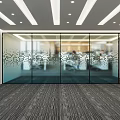 Glass Wall With Dot Pattern Design For Modern Office Interior Transparent Partition 3d model