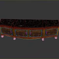 Elegant Wooden TV Stand With Dark Marble Top And Carved Cabinet Doors