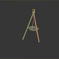 Yellow Tripod Portable Table with Decorative Crown Top and Round Tray Stand