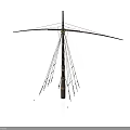 Detailed Mast And Sail Structure 3D Model With Rigging Lines And Crossbeam